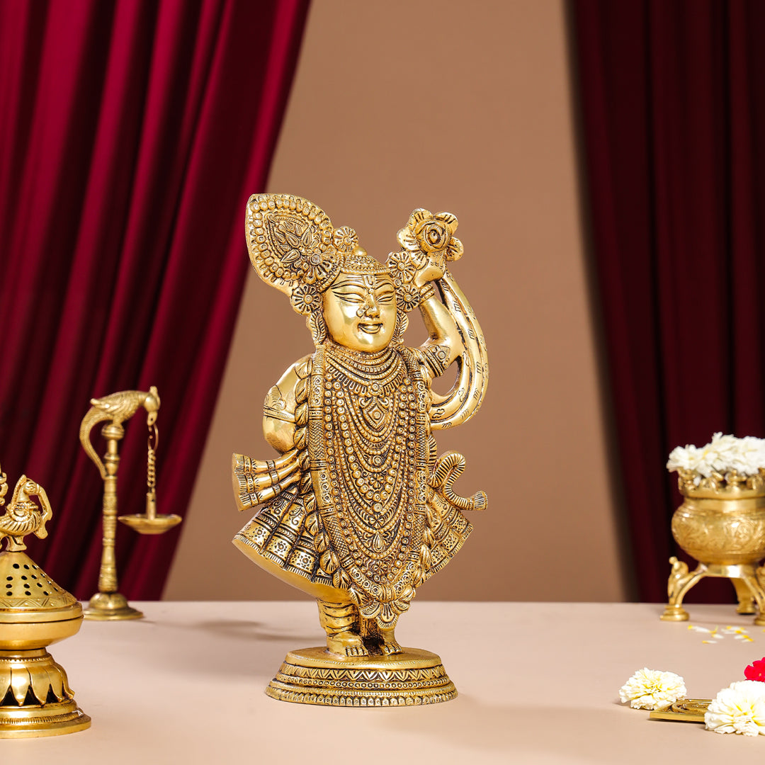 Brass Lord Shrinathji Idol (13 Inch) Vedansh Craft