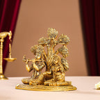 Brass Sitting Radha Krishna Idols Under Tree (7 Inch) Vedansh Craft