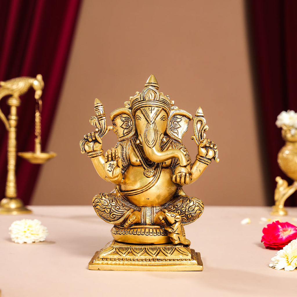 Brass Superfine Lord Ganesha Idol (7.5 Inch) Vedansh Craft