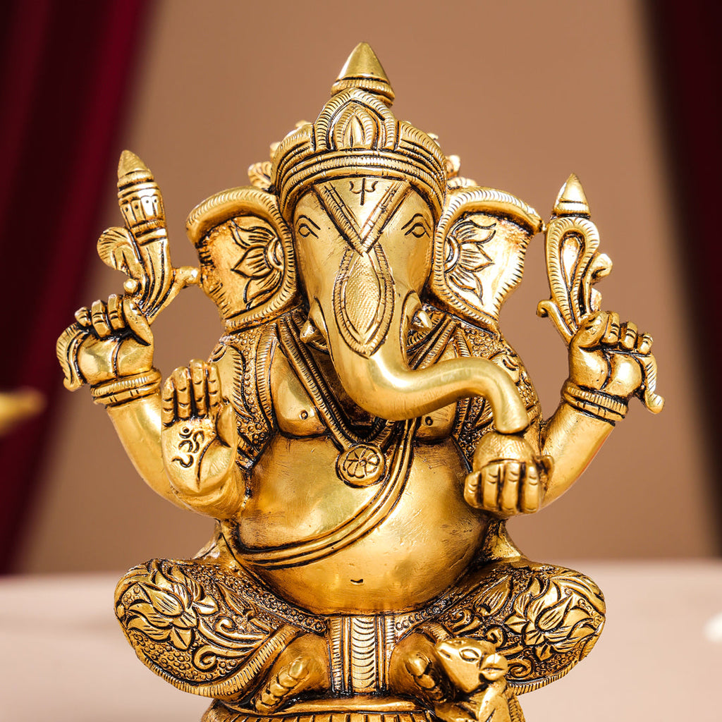 Brass Superfine Lord Ganesha Idol (7.5 Inch) Vedansh Craft