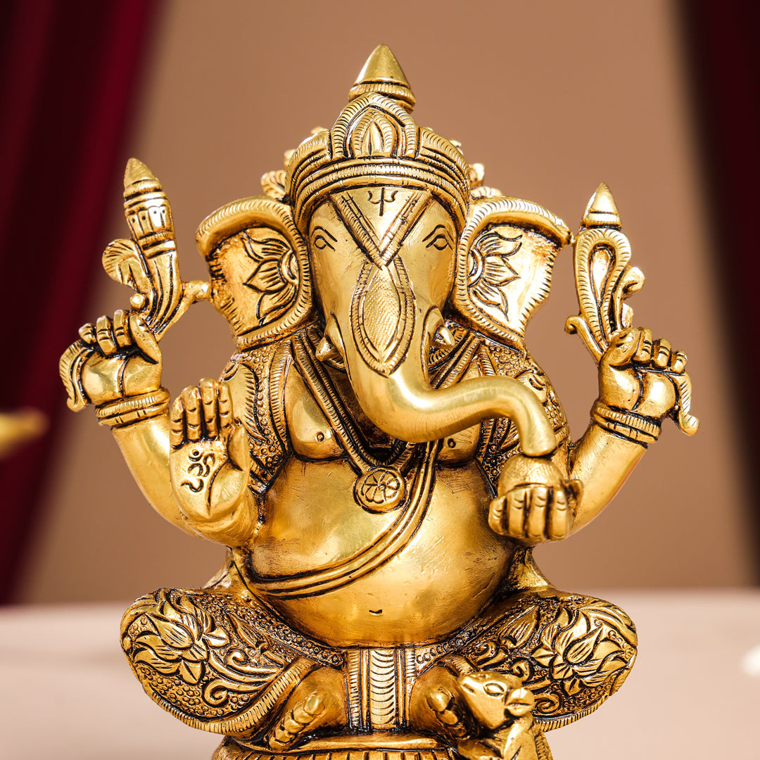 Brass Superfine Lord Ganesha Idol (7.5 Inch) Vedansh Craft