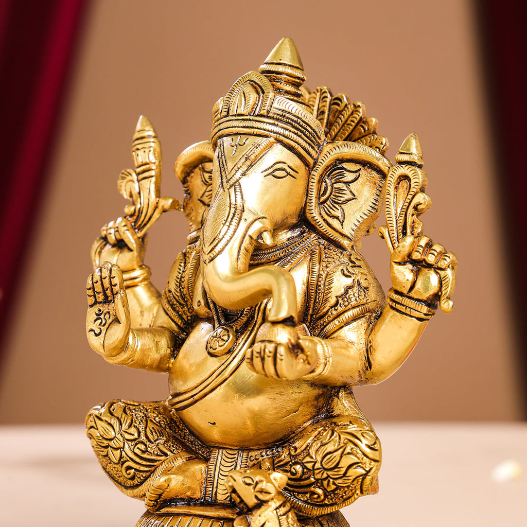Brass Superfine Lord Ganesha Idol (7.5 Inch) Vedansh Craft