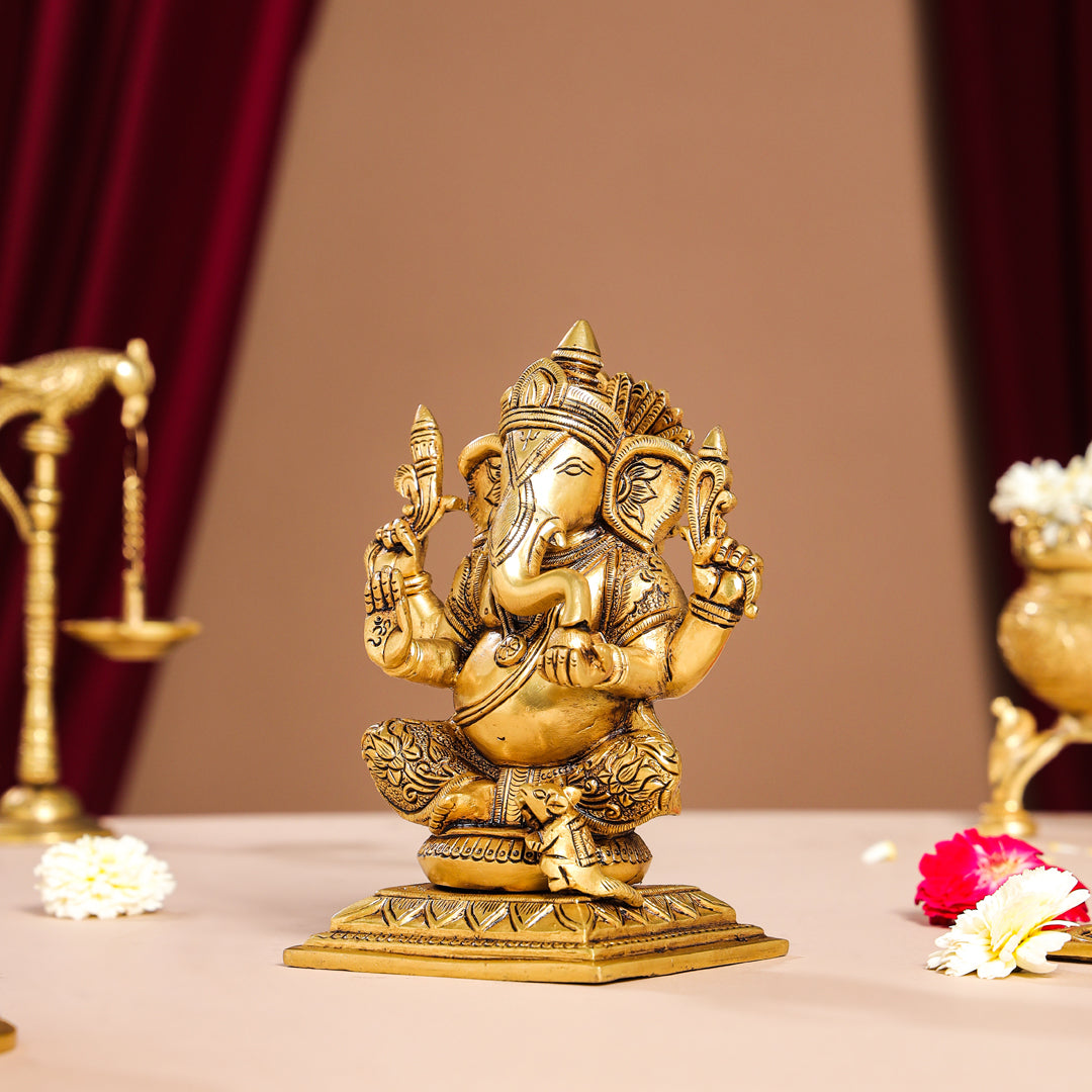 Brass Superfine Lord Ganesha Idol (7.5 Inch) Vedansh Craft