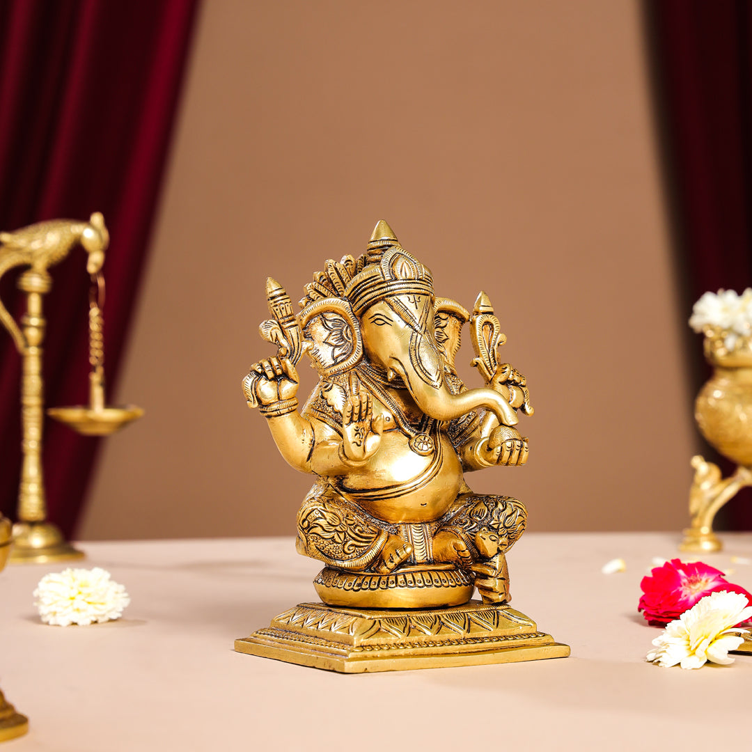 Brass Superfine Lord Ganesha Idol (7.5 Inch) Vedansh Craft