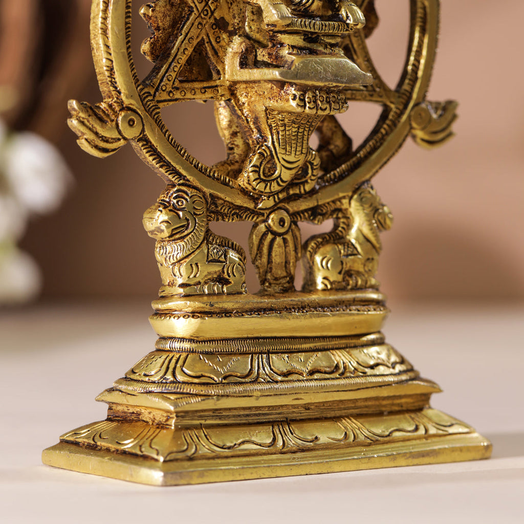 Brass Vishnu Narasimha Chakratalwar Statue Vedansh Craft
