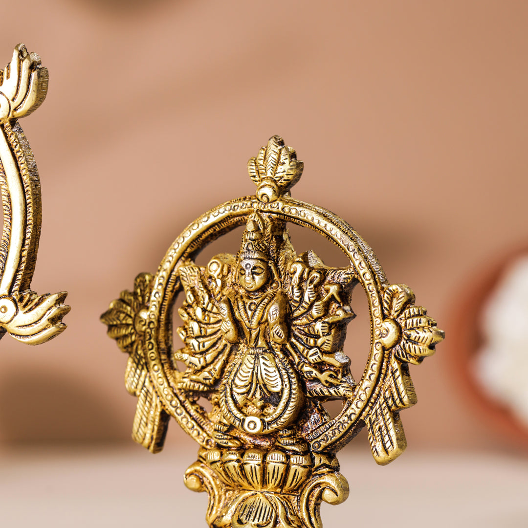 Brass Vishnu Narasimha Chakratalwar Statue Vedansh Craft