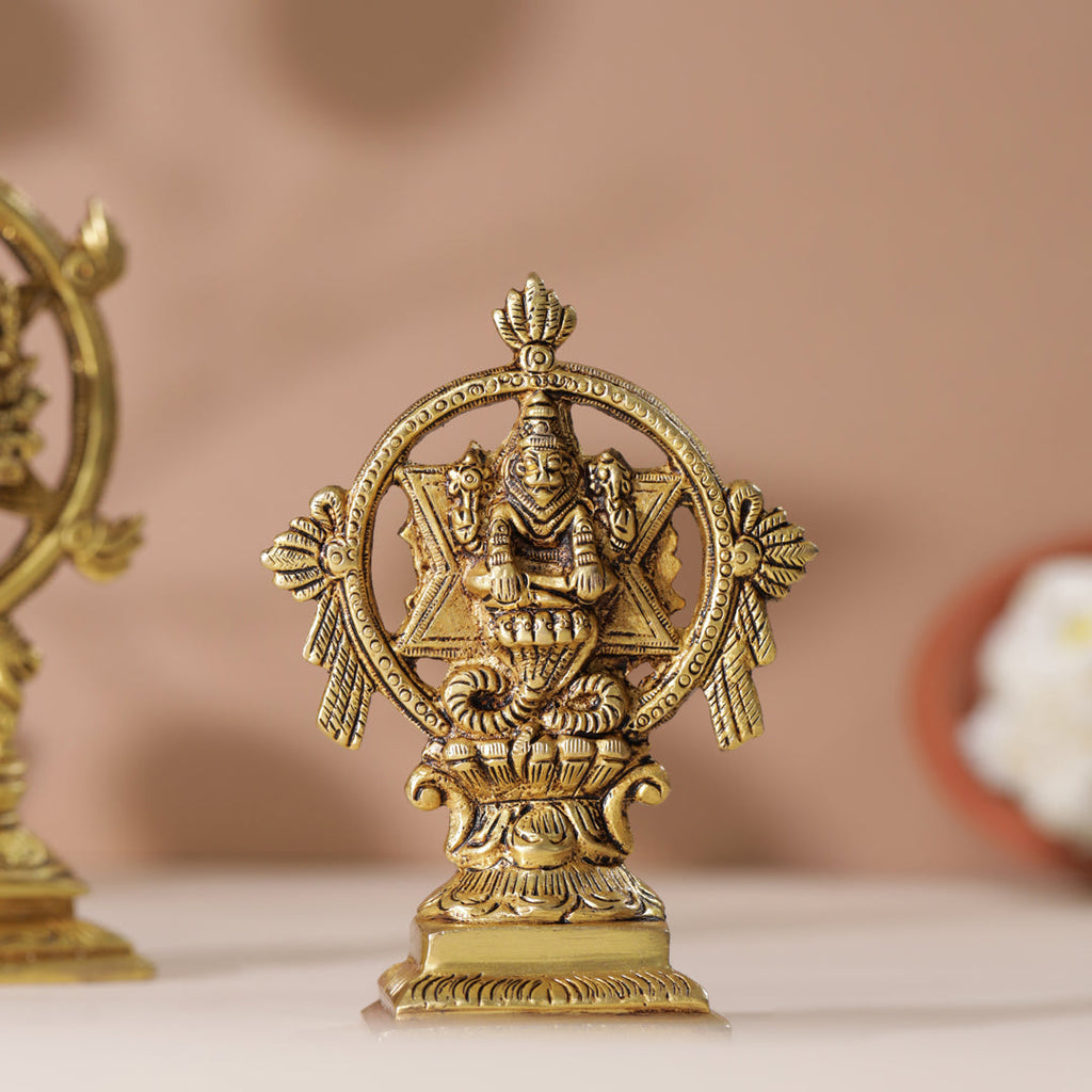 Brass Vishnu Narasimha Chakratalwar Statue Vedansh Craft