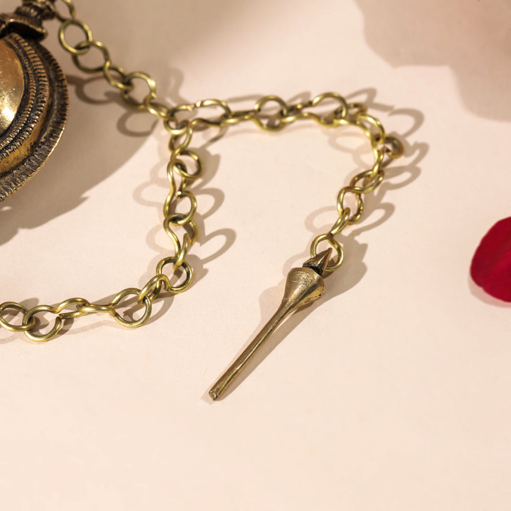 Brass Chuna Dani With Long Chain And Stick (2.5 Inch) Vedansh Craft
