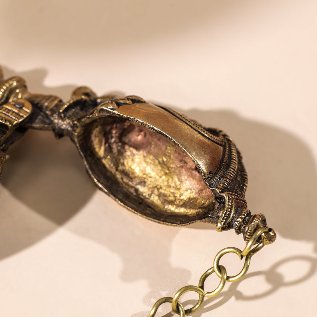 Brass Chuna Dani With Long Chain And Stick (2.5 Inch) Vedansh Craft