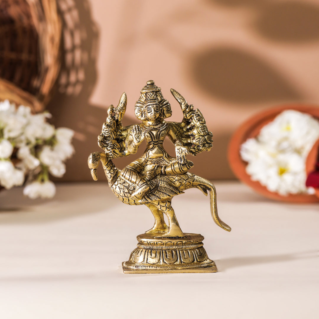 Brass Sitting Lord Murugan/Kartikeya Idol (5 Inch) Vedansh Craft