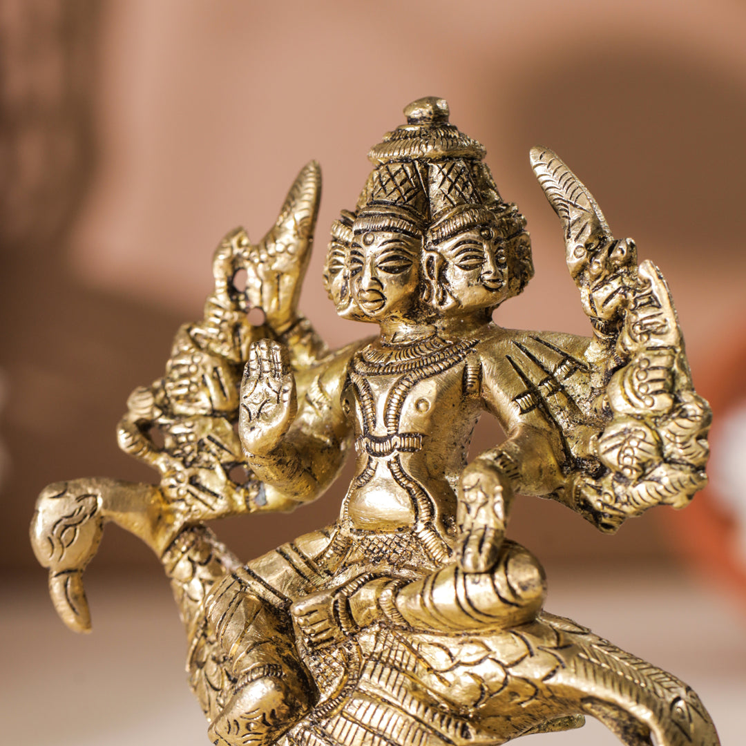 Brass Sitting Lord Murugan/Kartikeya Idol (5 Inch) Vedansh Craft