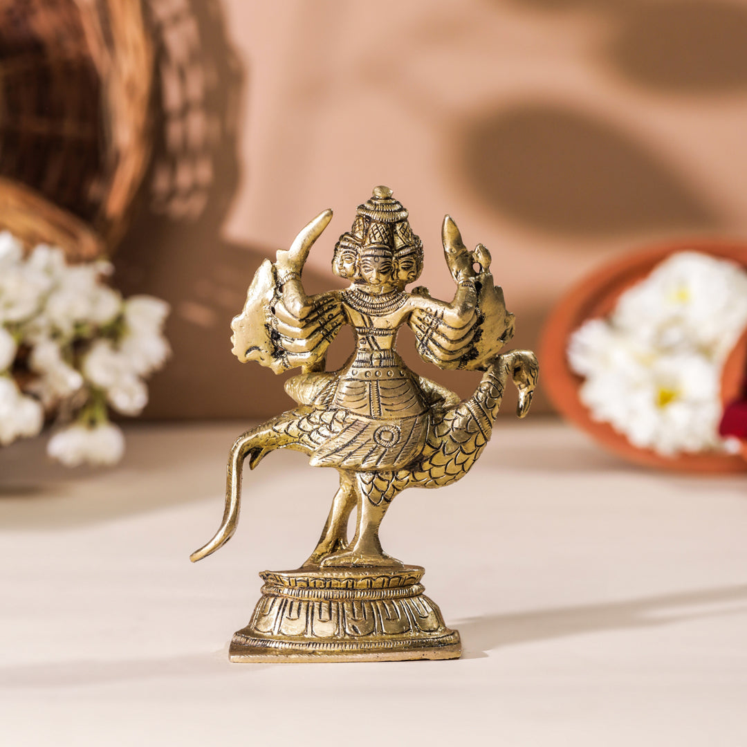 Brass Sitting Lord Murugan/Kartikeya Idol (5 Inch) Vedansh Craft