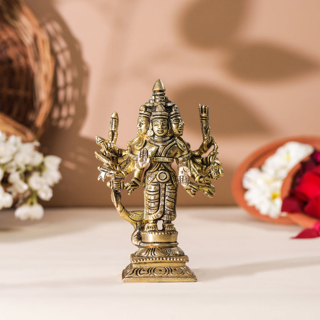 Brass Standing Lord Murugan/Kartikeya Idol (6 Inch) Vedansh Craft