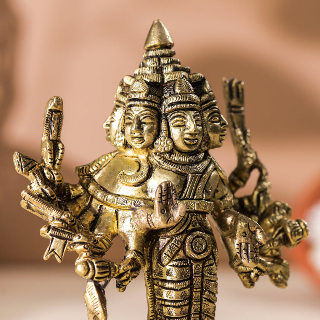 Brass Standing Lord Murugan/Kartikeya Idol (6 Inch) Vedansh Craft