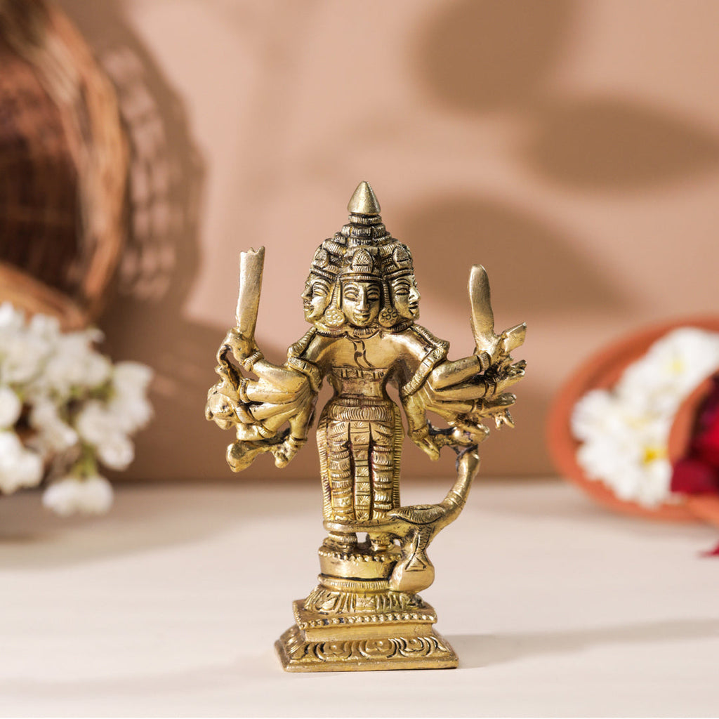 Brass Standing Lord Murugan/Kartikeya Idol (6 Inch) Vedansh Craft