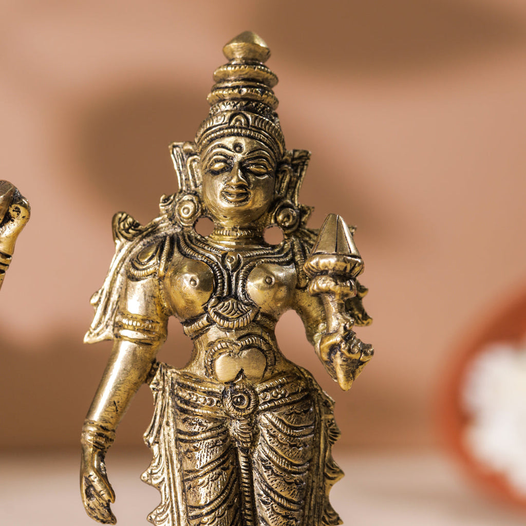Brass Standing Vishnu Lakshmi Set (6 Inch) Vedansh Craft