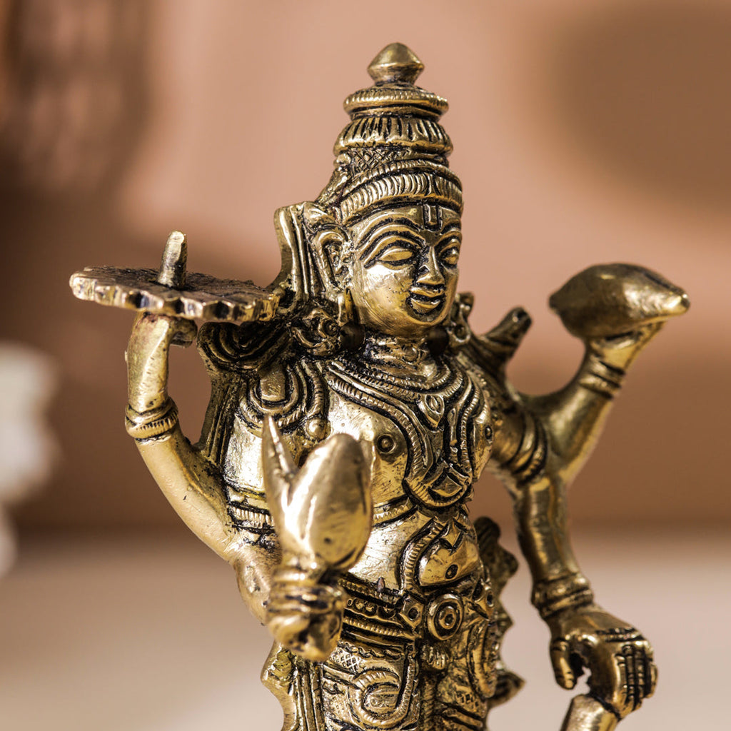 Brass Standing Vishnu Lakshmi Set (6 Inch) Vedansh Craft