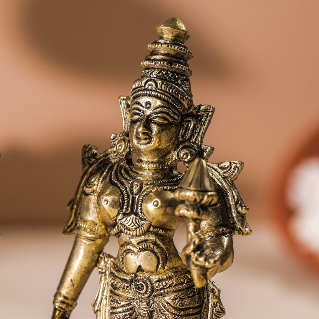 Brass Standing Vishnu Lakshmi Set (6 Inch) Vedansh Craft