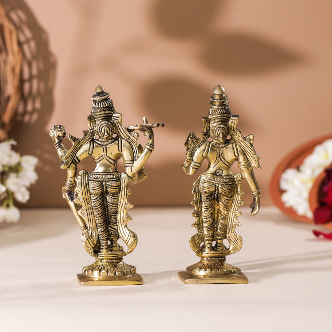 Brass Standing Vishnu Lakshmi Set (6 Inch) Vedansh Craft