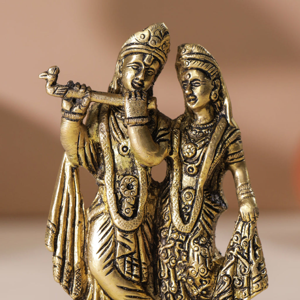 Brass Standing Radha Krishna Idol (5 Inch) Vedansh Craft