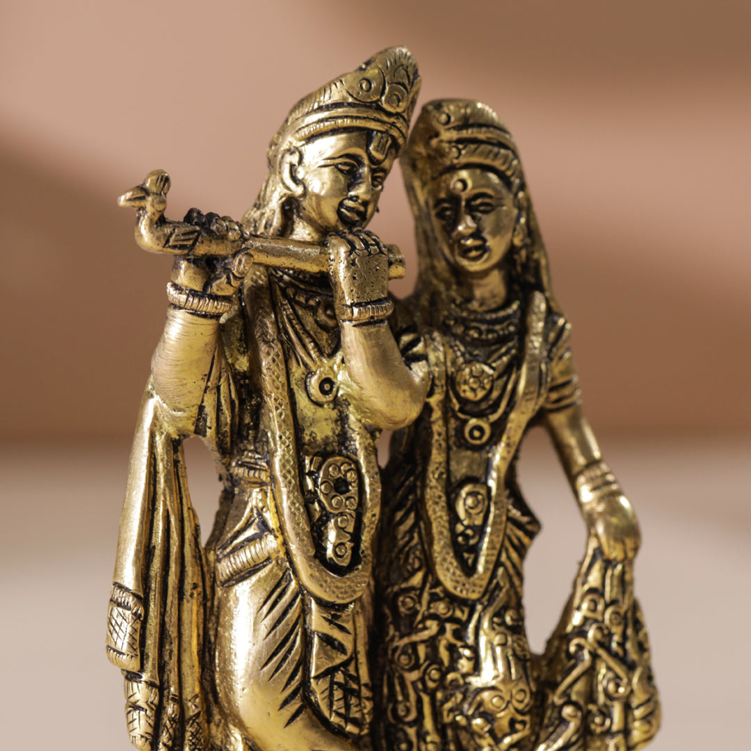 Brass Standing Radha Krishna Idol (5 Inch) Vedansh Craft