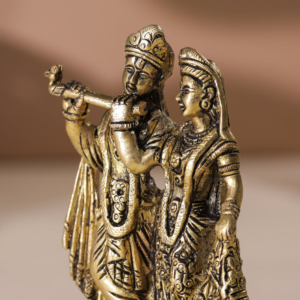 Brass Standing Radha Krishna Idol (5 Inch) Vedansh Craft