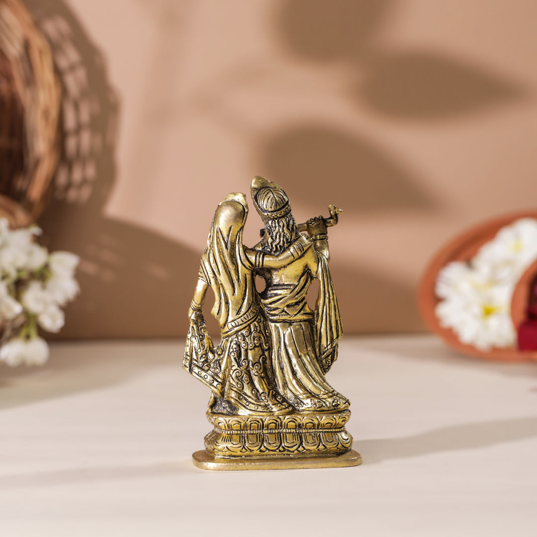 Brass Standing Radha Krishna Idol (5 Inch) Vedansh Craft