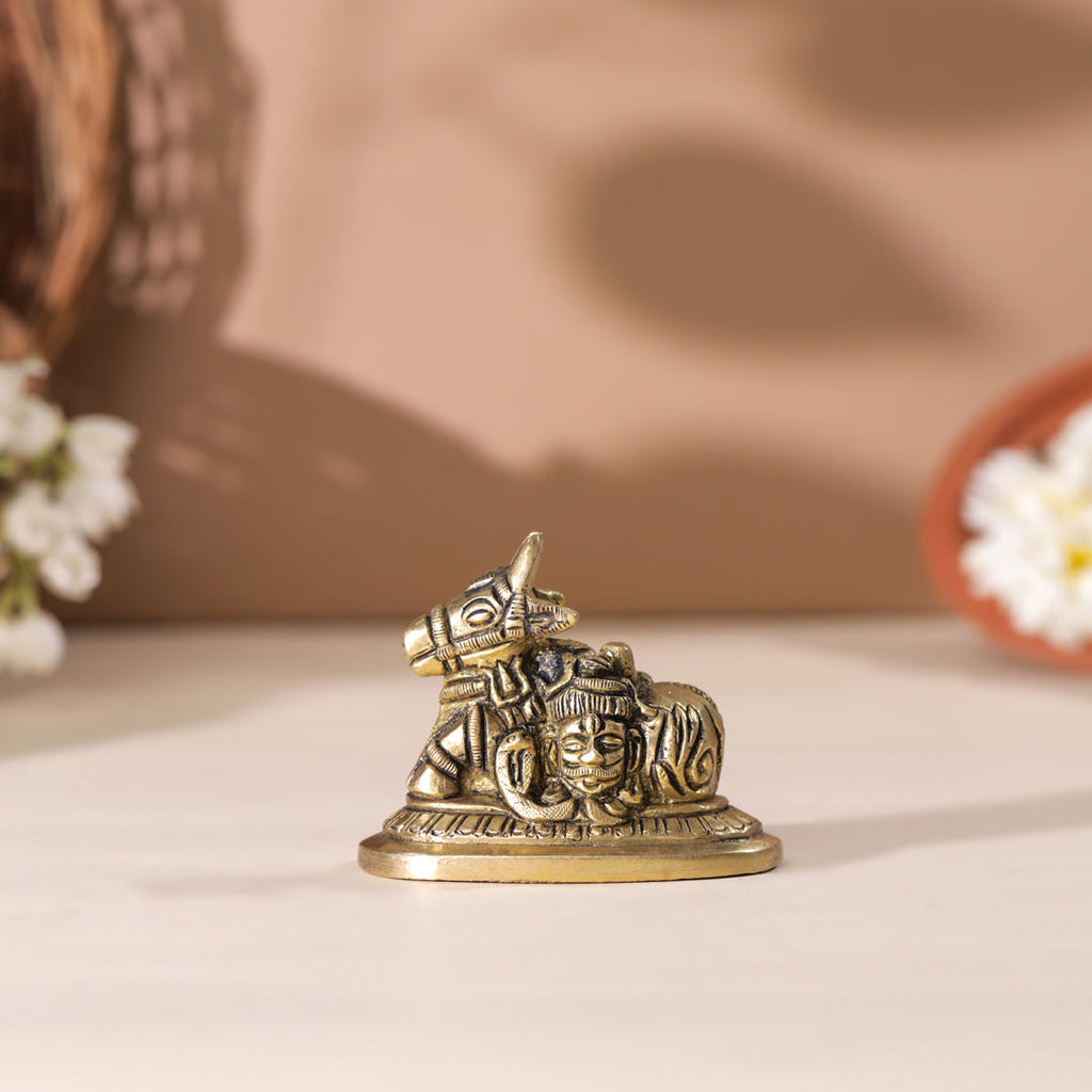Brass Sitting Nandi Idol (2.5 Inch) Vedansh Craft