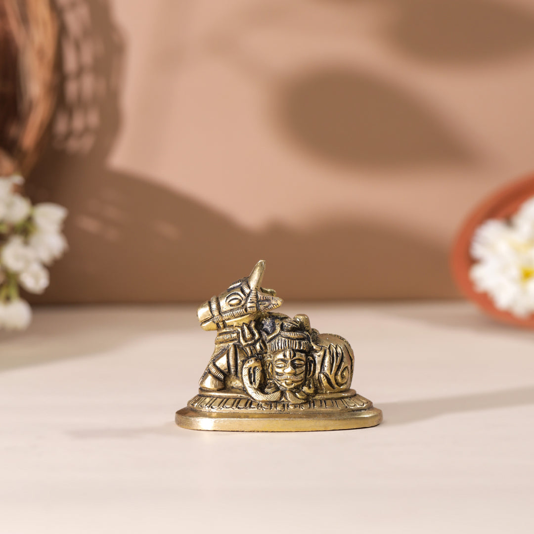 Brass Sitting Nandi Idol (2.5 Inch) Vedansh Craft