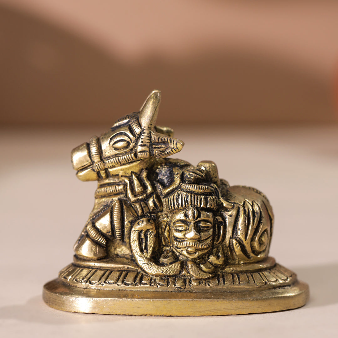 Brass Sitting Nandi Idol (2.5 Inch) Vedansh Craft