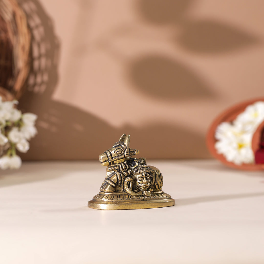 Brass Sitting Nandi Idol (2.5 Inch) Vedansh Craft