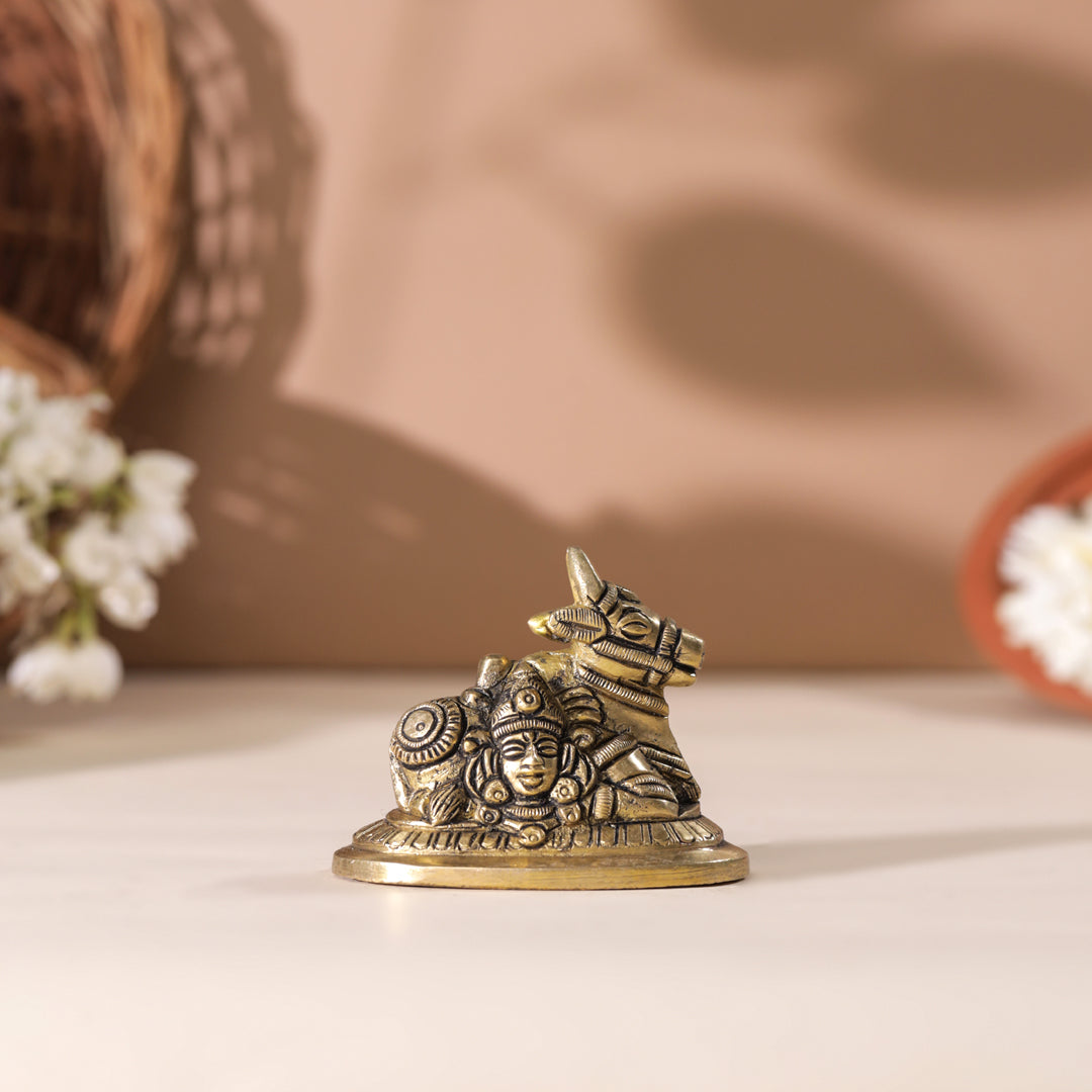 Brass Sitting Nandi Idol (2.5 Inch) Vedansh Craft