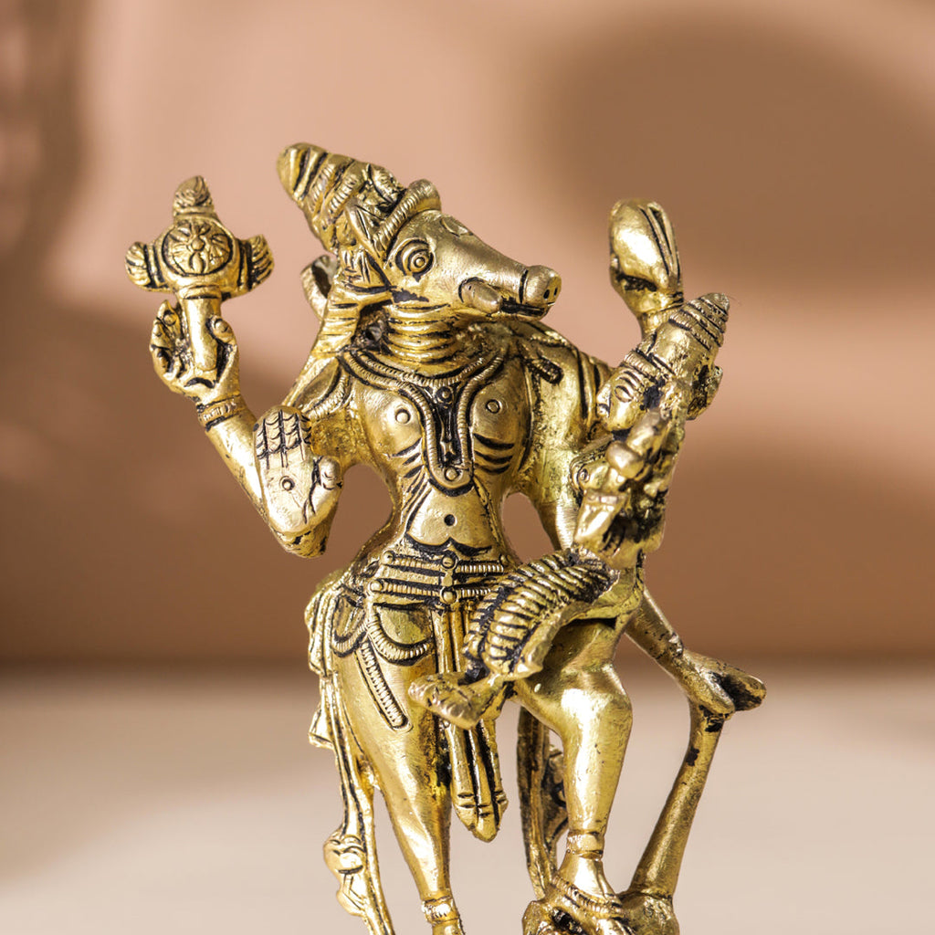 Brass Standing Varaha Lakshmi Idol (5.5 Inch) Vedansh Craft