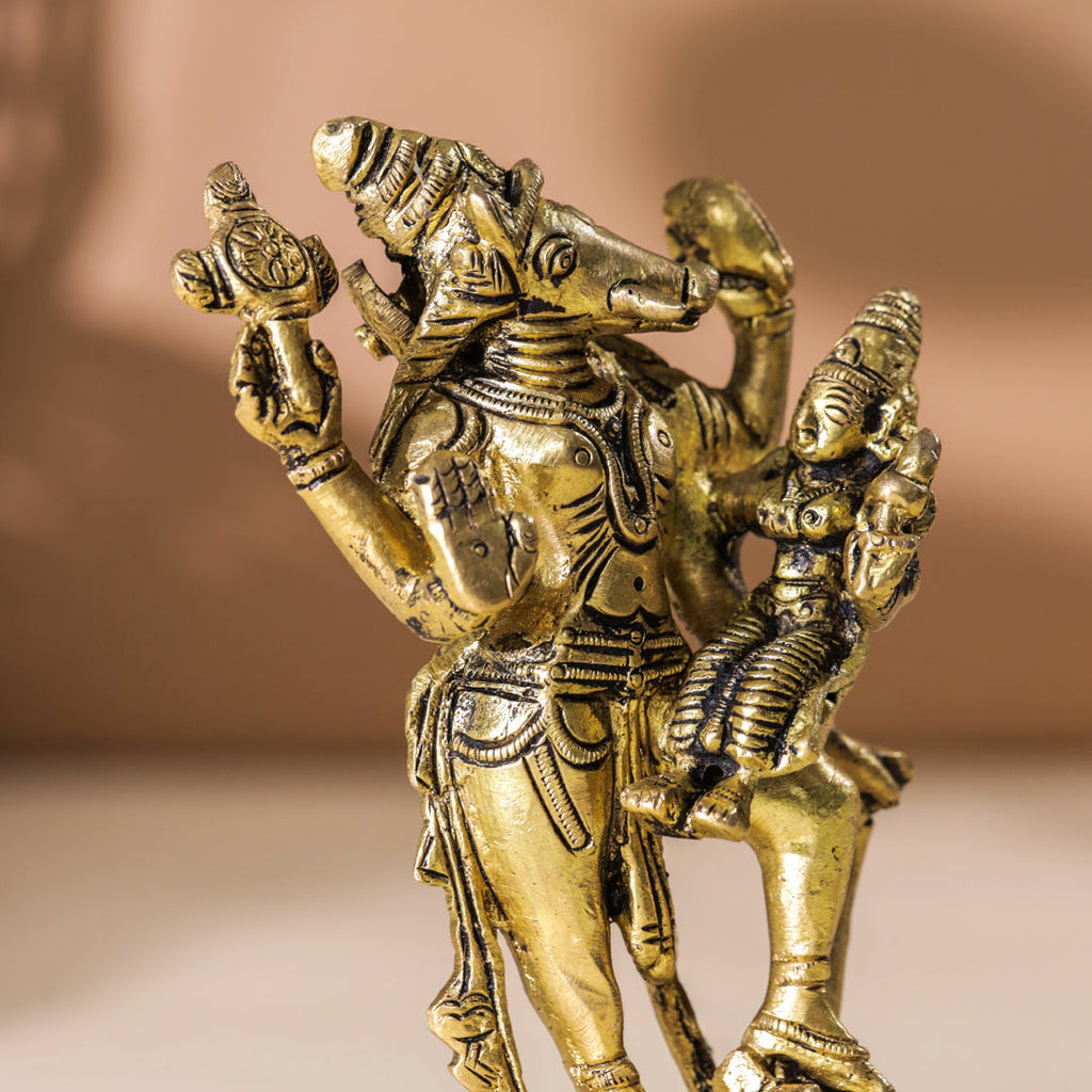 Brass Standing Varaha Lakshmi Idol (5.5 Inch) Vedansh Craft