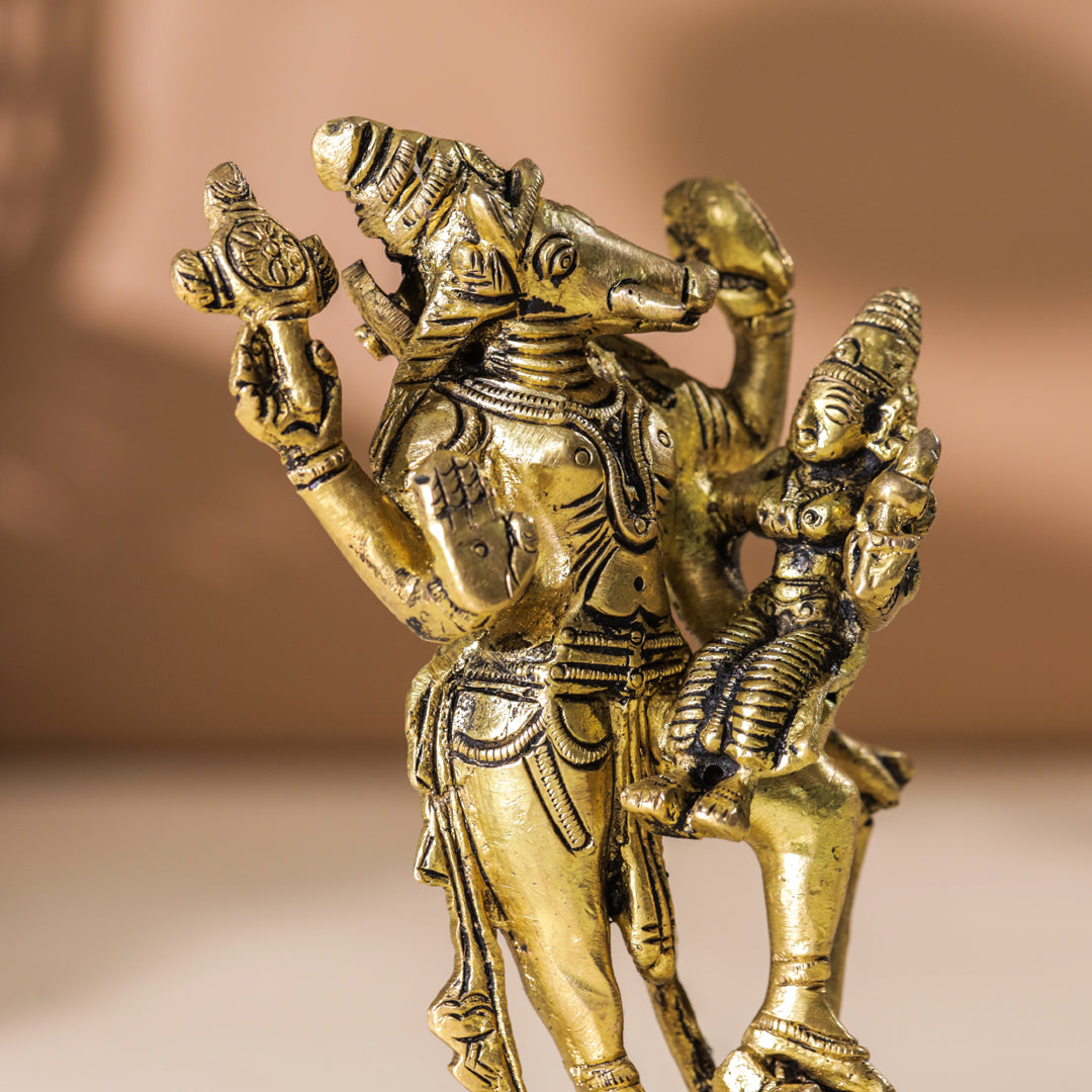 Brass Standing Varaha Lakshmi Idol (5.5 Inch) Vedansh Craft