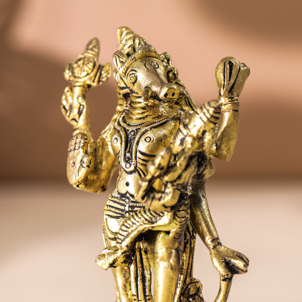 Brass Standing Varaha Lakshmi Idol (5.5 Inch) Vedansh Craft