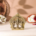 Brass Lord Balaji With Sri Devi And Bhudevi With Prabhavali (5.5 Inch) Vedansh Craft