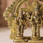 Brass Lord Balaji With Sri Devi And Bhudevi With Prabhavali (5.5 Inch) Vedansh Craft
