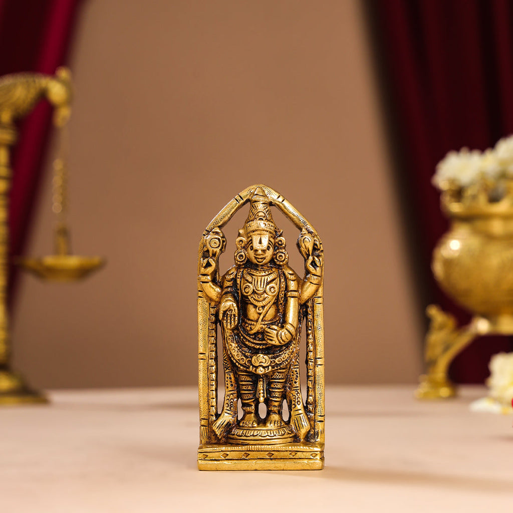 Brass Superfine Tirupati Balaji/Venkateshwar Idol (4 Inch) Vedansh Craft