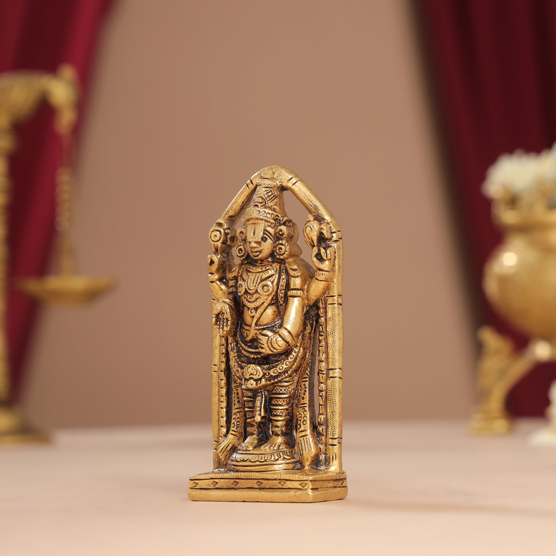 Brass Superfine Tirupati Balaji/Venkateshwar Idol (4 Inch) Vedansh Craft