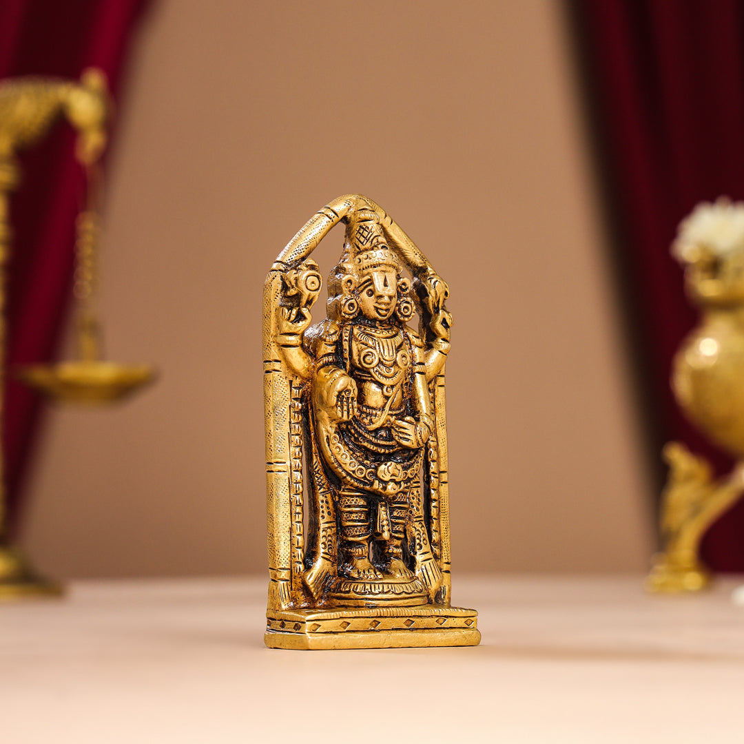 Brass Superfine Tirupati Balaji/Venkateshwar Idol (4 Inch) Vedansh Craft