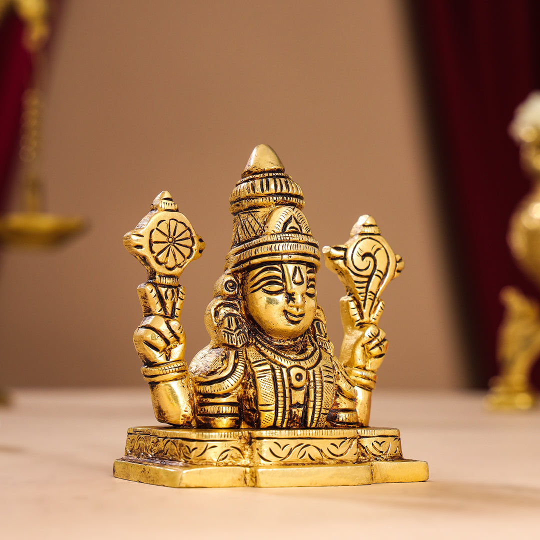 Brass Tirupati Balaji/Venkateshwar Bust (3.5 Inch) Vedansh Craft