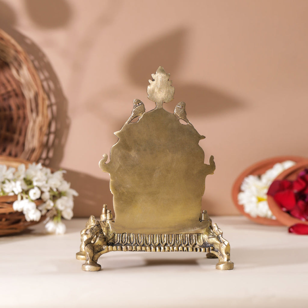 Brass Hand Carved Singhasan (8 Inch) Vedansh Craft