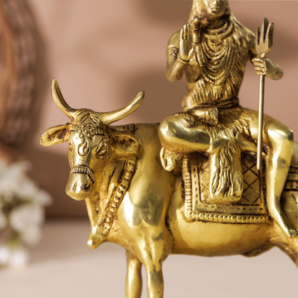Brass Shiva With Nandi Idol (9 Inch) Vedansh Craft