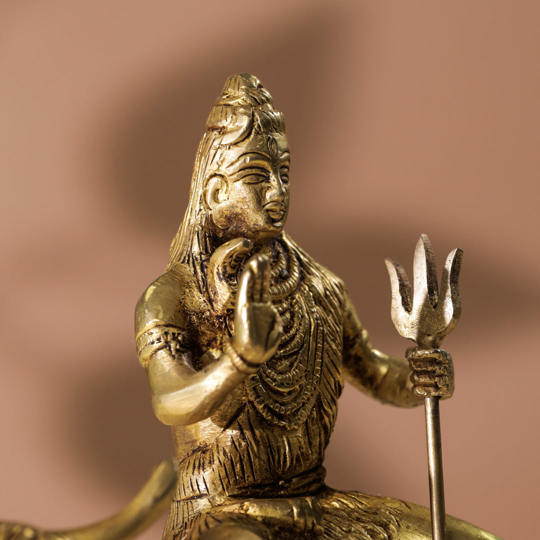 Brass Shiva With Nandi Idol (9 Inch) Vedansh Craft