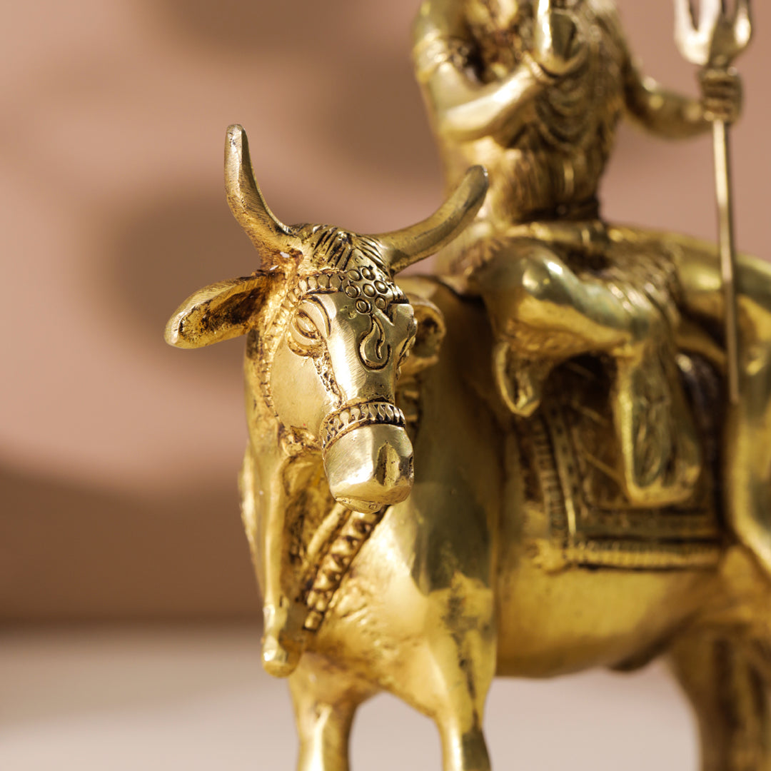 Brass Shiva With Nandi Idol (9 Inch) Vedansh Craft