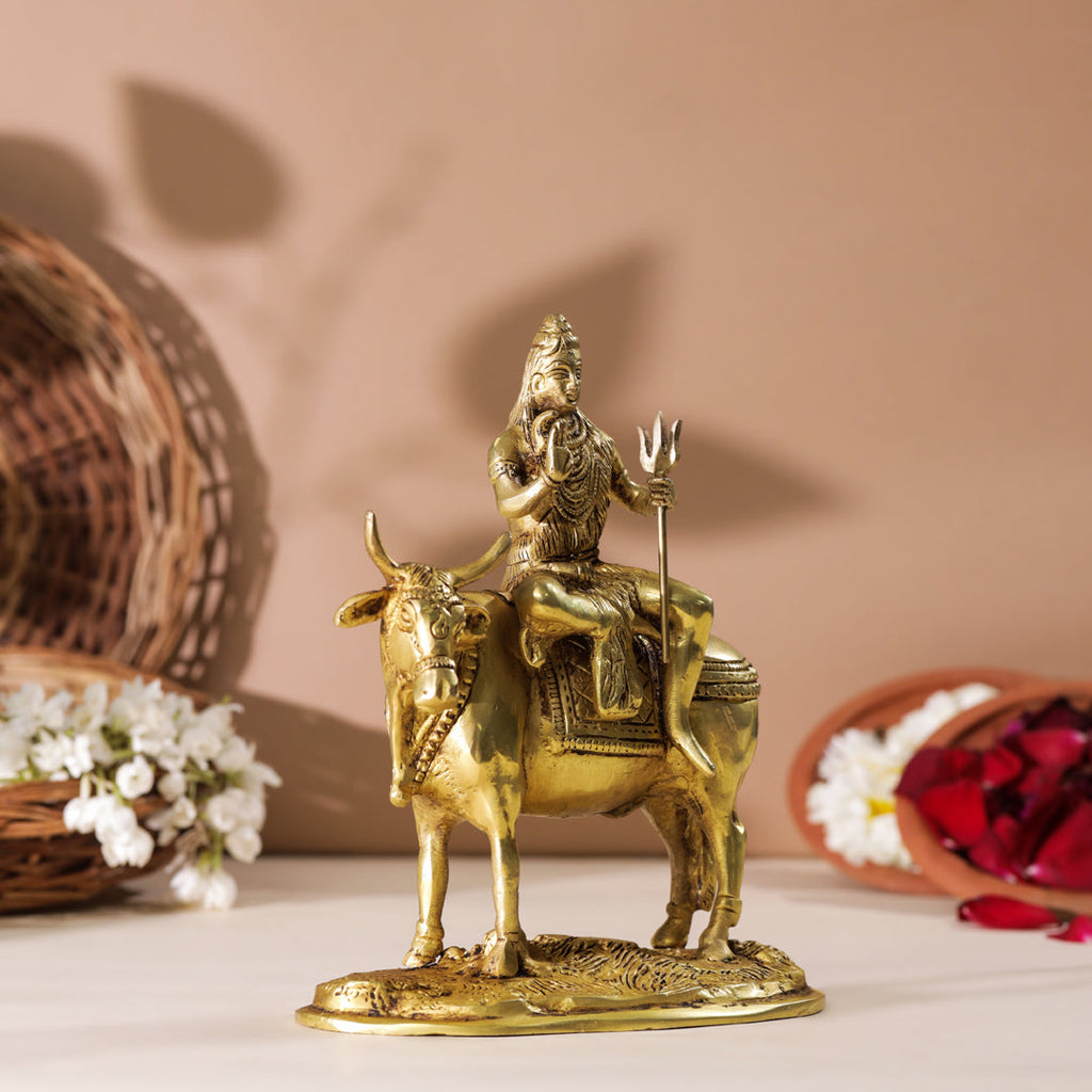 Brass Shiva With Nandi Idol (9 Inch) Vedansh Craft