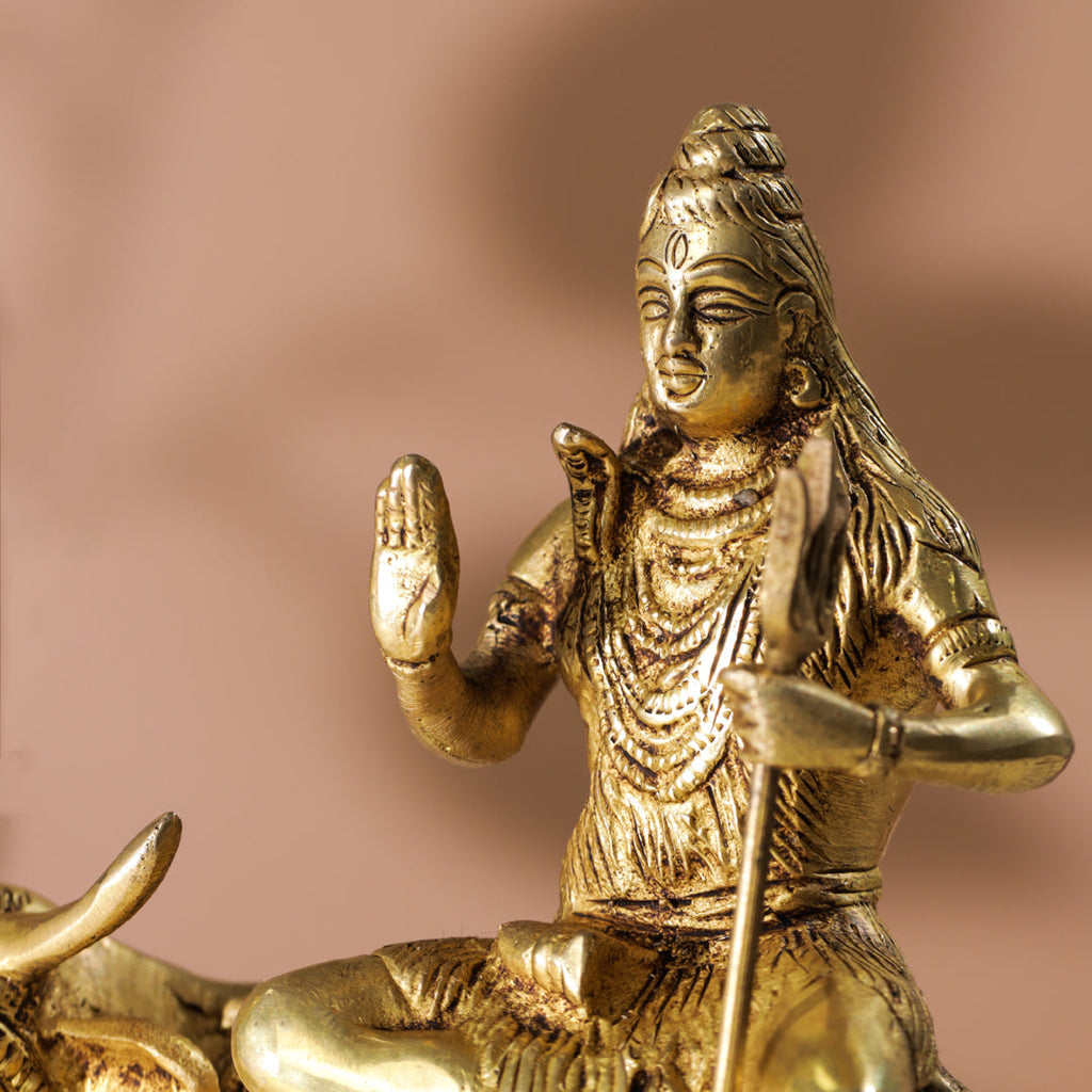 Brass Shiva With Nandi Idol (9 Inch) Vedansh Craft