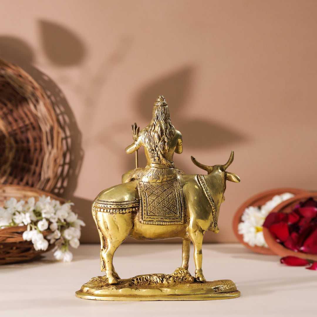 Brass Shiva With Nandi Idol (9 Inch) Vedansh Craft
