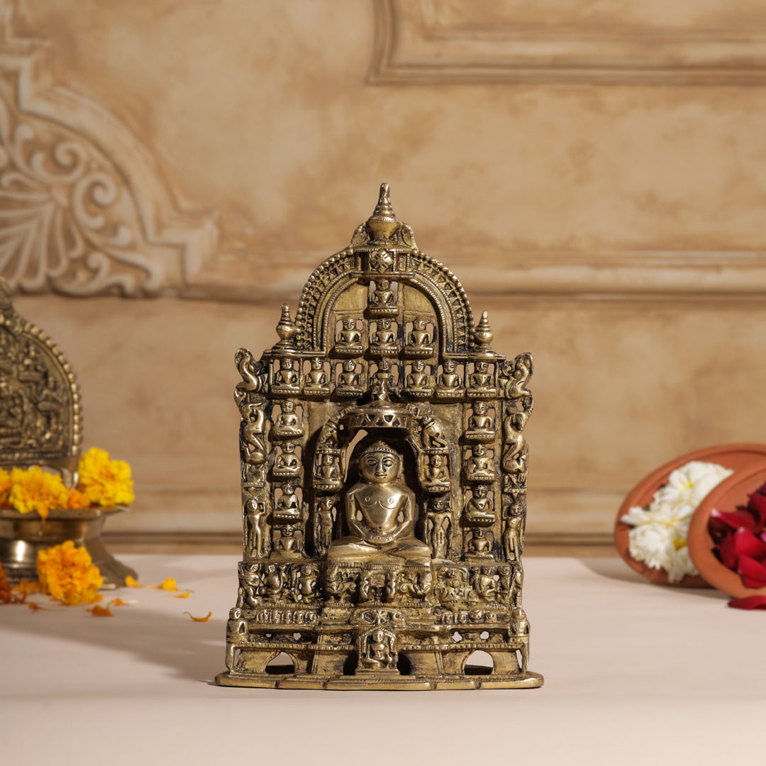 Brass Tirthankara Mahavirji Jain Statue (10 Inch) Vedansh Craft